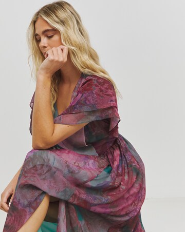 Chi Chi London Flutter Sleeve Floral Maxi Dress