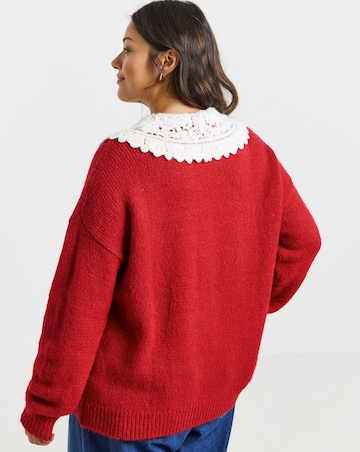 Simply Be Red Collar Detail Cardigan