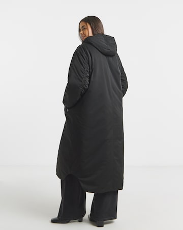Simply Be Black Hooded Longline Bomber