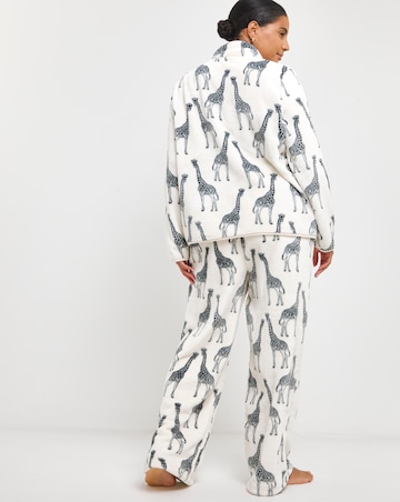 Chelsea Peers Giraffe Print Fleece Quarter Zip Pyjama Set