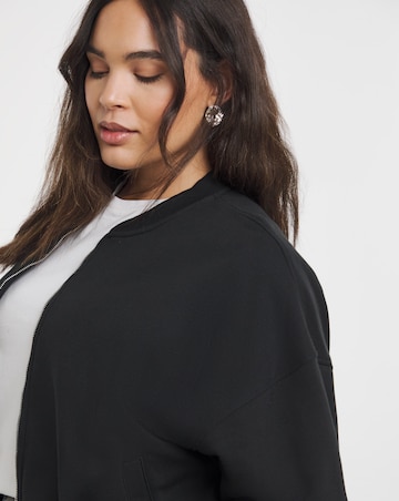 Black Zip Through Bomber Jacket