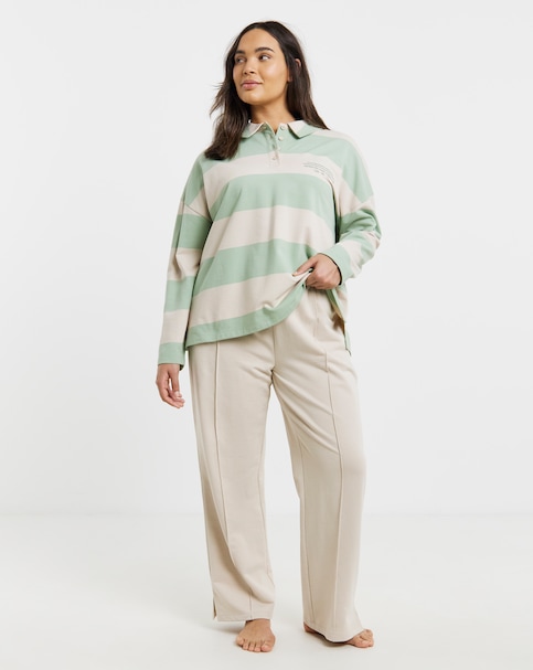 Simply Be Rugby Top & Wide Leg Lounge Set