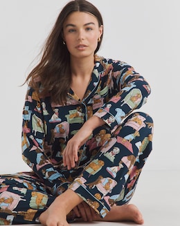Chelsea Peers Jersey Lounging Dogs Print Pyjama Set