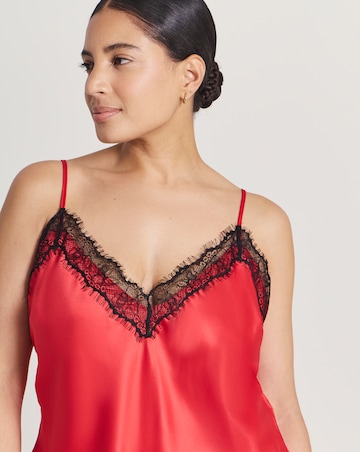 Ann Summers Cerise Satin Lace Cami Set Red