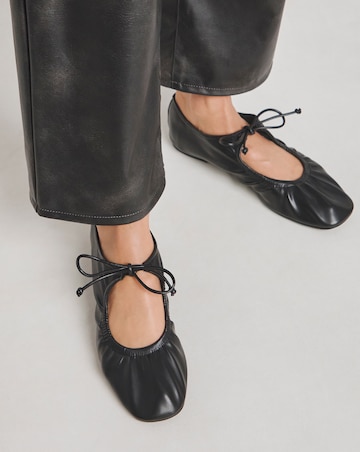 Sutton Ruched Cross Strap Ballerina - Wide Fit (E)
