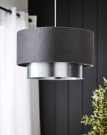 Melody Silver and Grey Velvet Tiered 40cm Shade