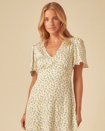 Nobody's Child Atlas Midi Dress Woodblock Green Print