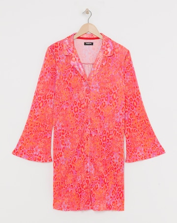 Button Through Plisse Night Shirt