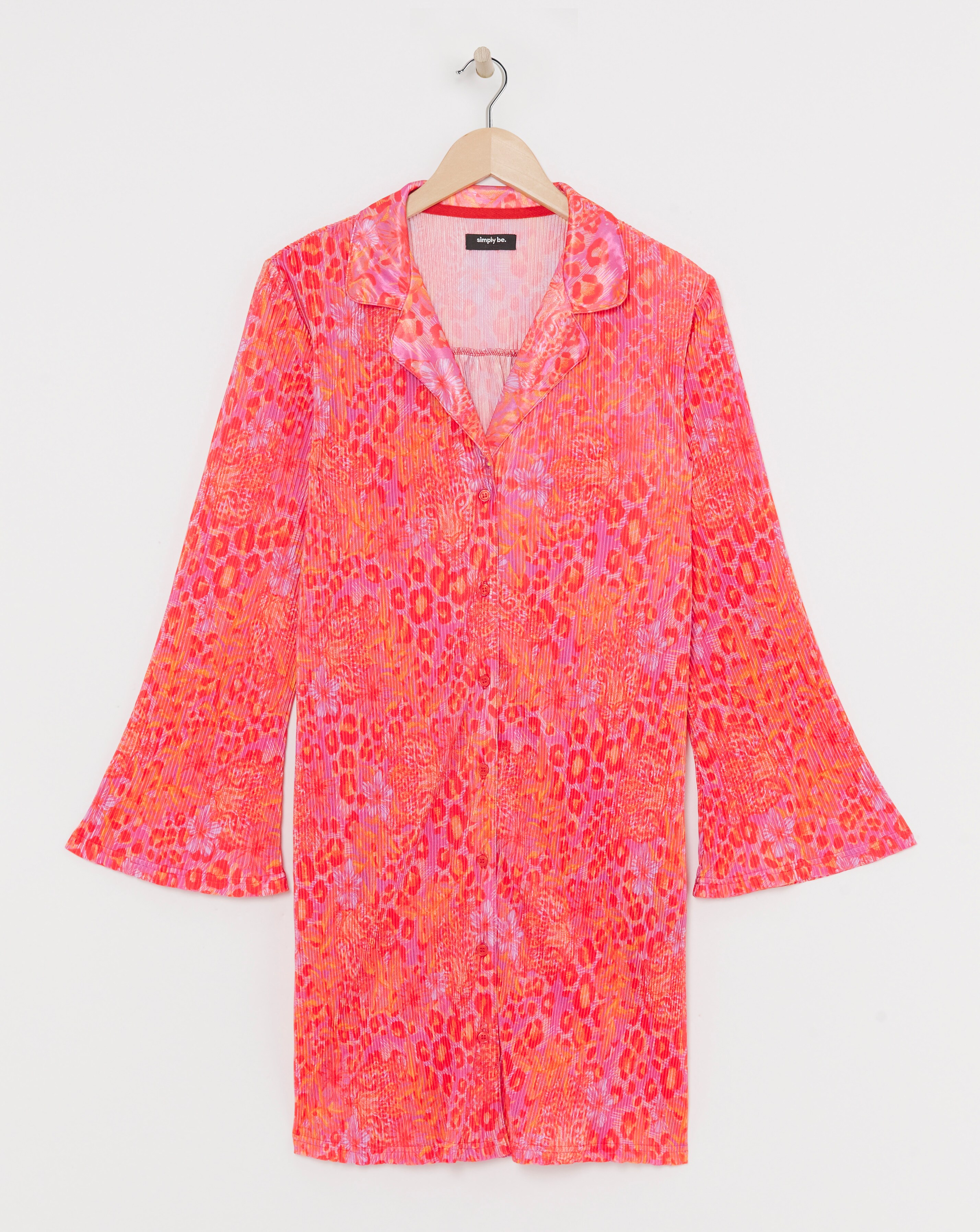 Button Through Plisse Night Shirt