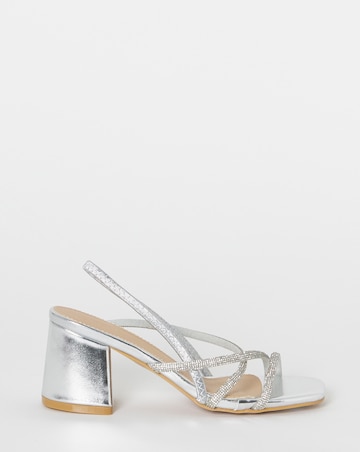 Canberra Strappy Diamante Low Block Heels - Extra Wide Fit (EEE)