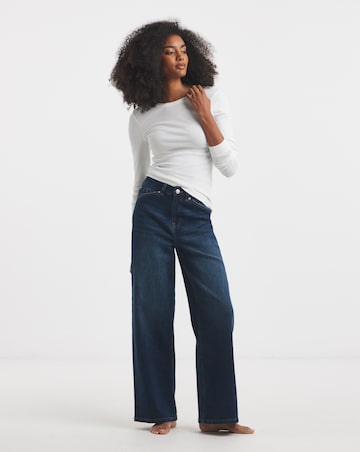 99 1 Indigo Comfort Stretch Slouchy Wide Leg Jeans