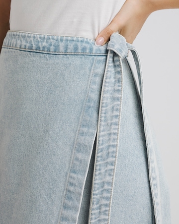 Light Wash Midaxi Wrap Denim Skirt