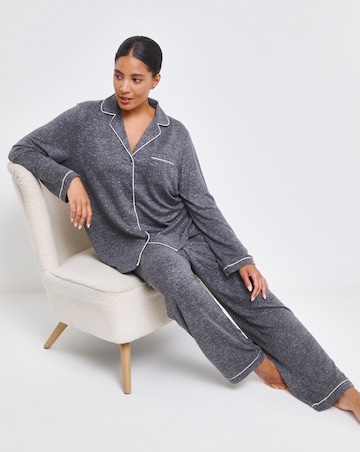 Pretty Secrets Brushed Ribbed Button Through Pyjama Set