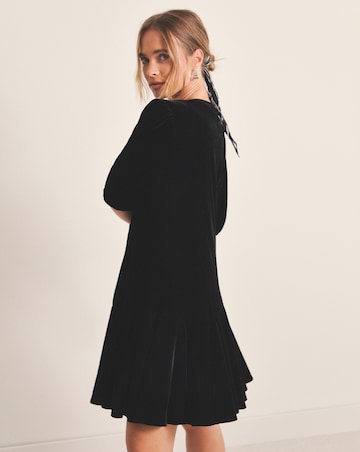 Simply Be Black Velour Godet Swing Dress