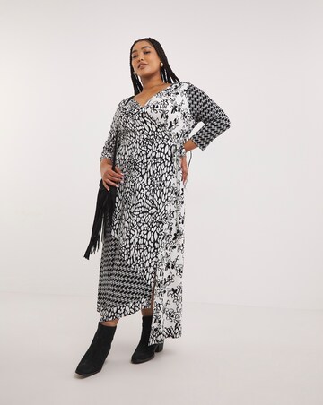 Joe Browns Black/White Melissa Wrap Jersey Maxi Dress