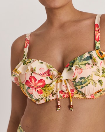 Figleaves Fruit Print Frill Underwired Bandeau Bikini Top