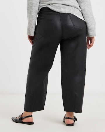 Black Coated Barrel Leg Jeans