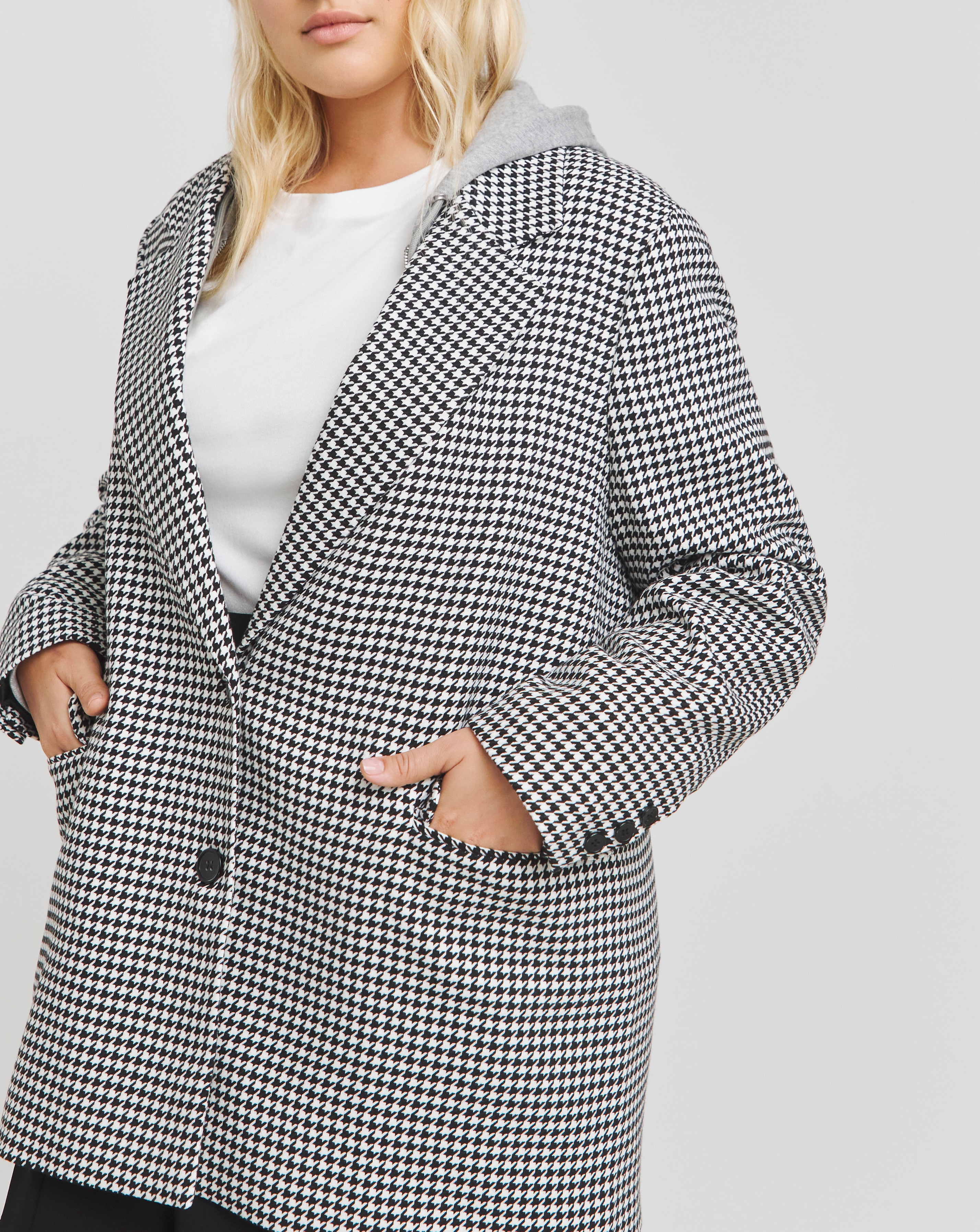 Houndstooth Single Breasted Blazer | Simply Be