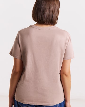 Simply Be Mocha Embroidered Tea T-Shirt