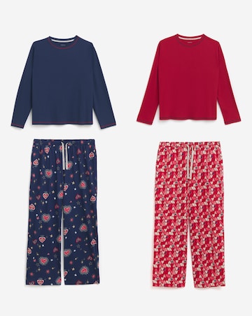 Simply Be (2 Pack) Ribbed Top Pyjama Sets