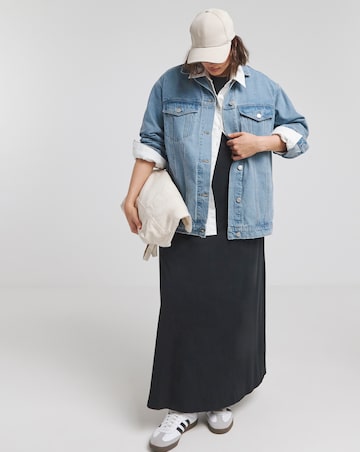 Simply Be Light Wash Lemon Graphic Denim Jacket