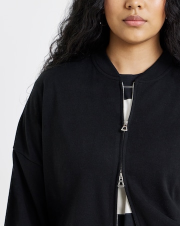 Black Cut & Sew Zip Up Bomber Jacket