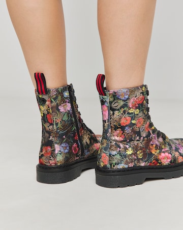 Heavenly Feet Justina Lace Up Chunky Boot Wide Fit
