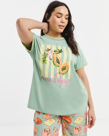 Figleaves Blanket Stitch Fruit Pyjama Set