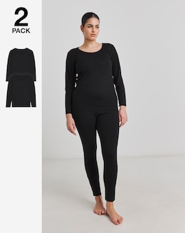 Pretty Secrets (2 Pack) Thermal Long Sleeve Tops Black