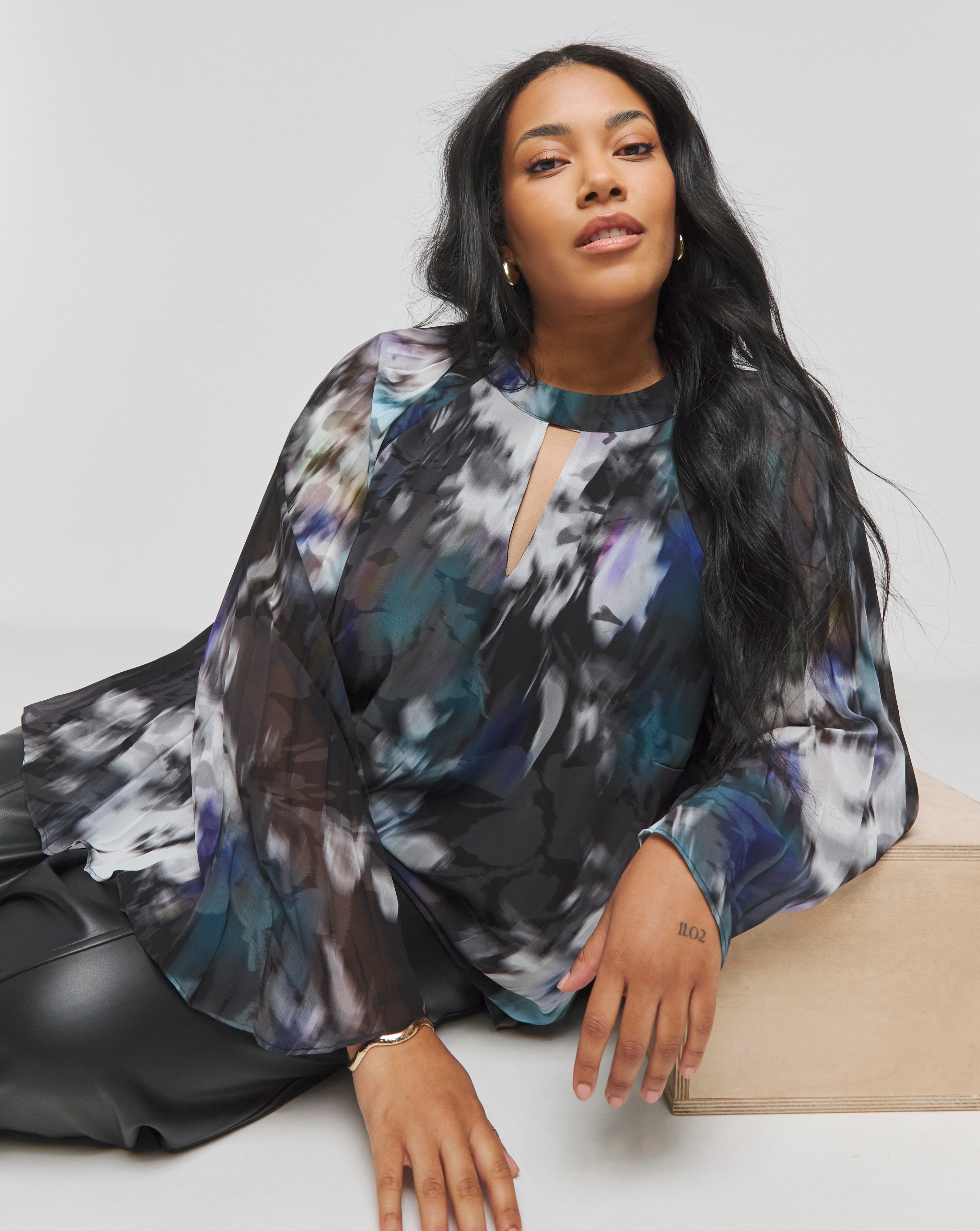 Joanna Hope Keyhole Pleated Blouse Simply Be