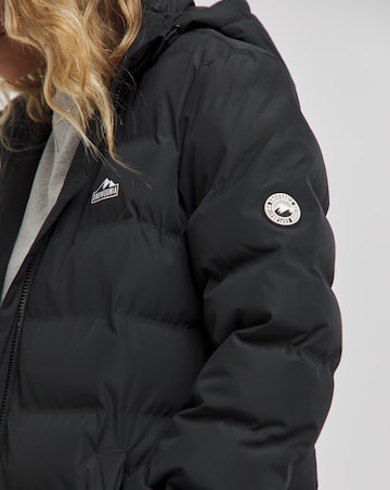Snowdonia Black Showerproof Long Padded Jacket