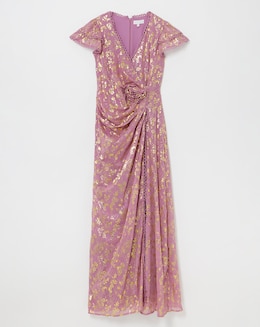 Maya Curve Foiled Print Rosetta Maxi Dress