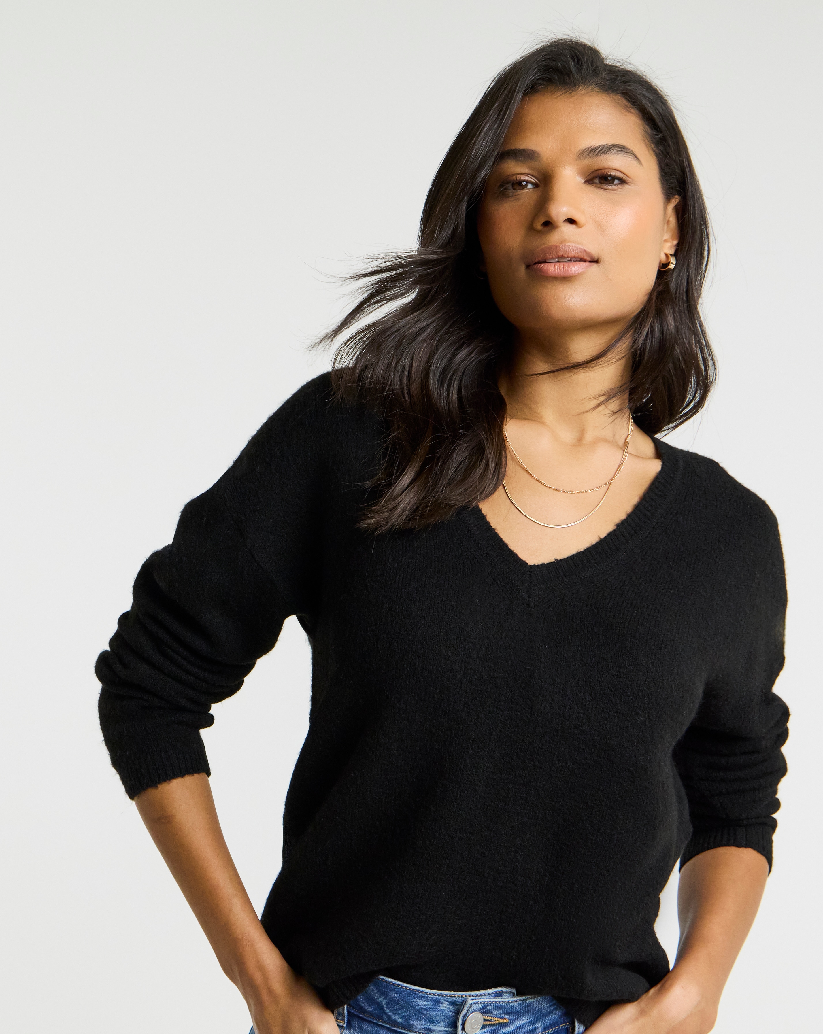 Simply Be Black V-Neck Jumper