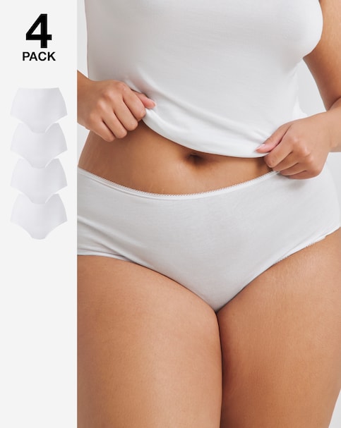 Pretty Secrets (4 Pack) Cotton Full Fit Knickers White