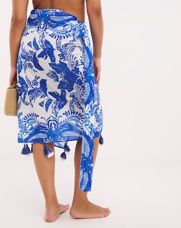 Border Print Pom Pom Sarong