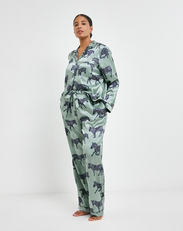 Chelsea Peers Woven Jacquard Satin Zebra Print Pyjama Set