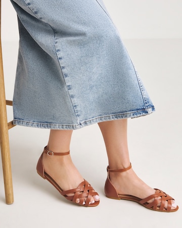 Lydia Cut Out Peep Toe Ballerina - Wide Fit (E)
