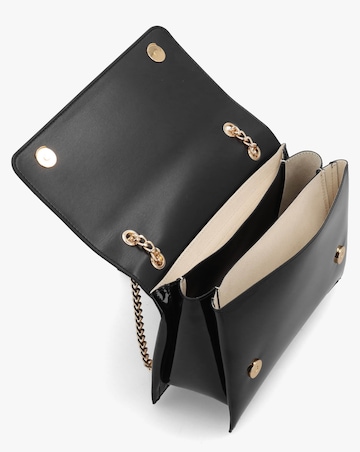 Love Moschino Enameled Logo Black Shoulder Bag