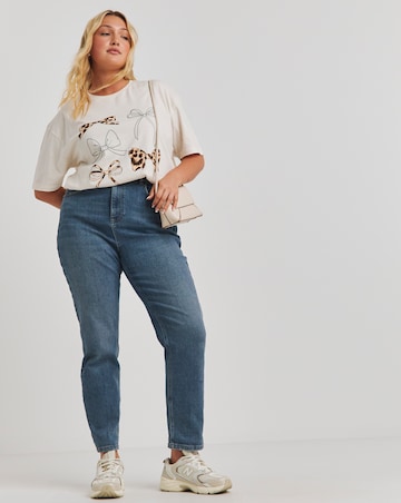 Ecru Leopard Bow Print T-Shirt