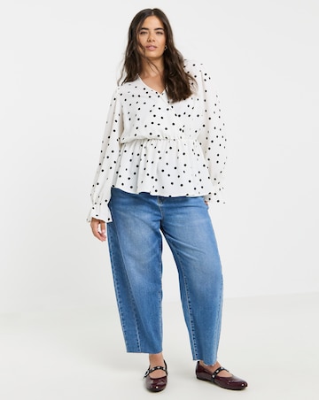 Mono Spot Wrap Front Blouse