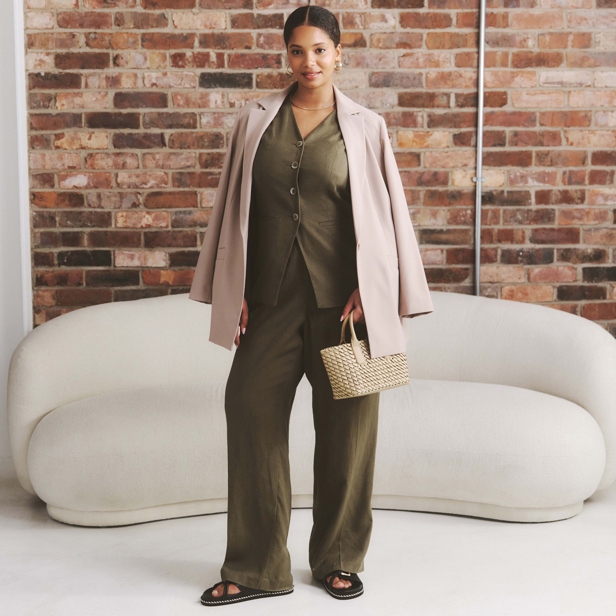 Matching Linen set in olive