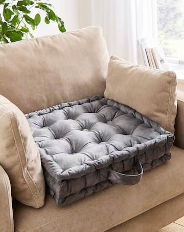 Velvet Padded Seat Cushion - Charcoal