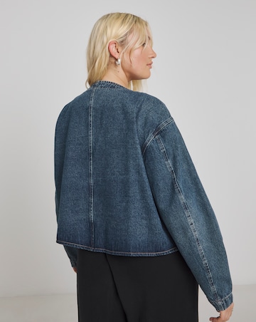 Indigo Collarless Denim Jacket