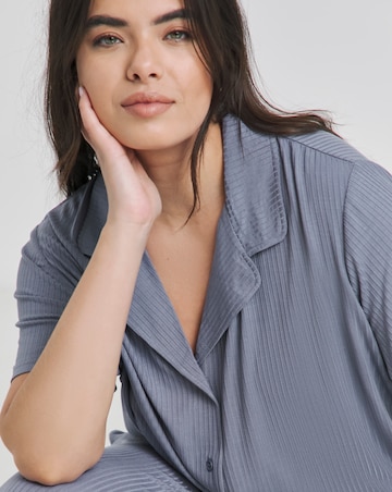 Brushed Modal Rib Button Through Pyjama Set