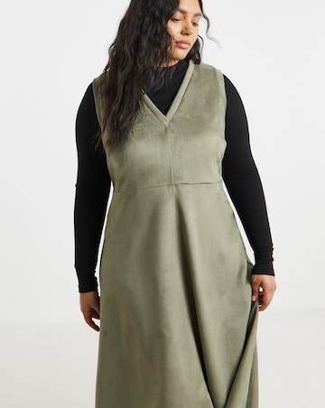 Simply Be Khaki Suedette Midi Dress