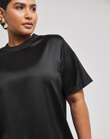 Black Satin T-Shirt Dress