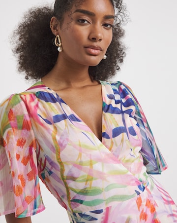 Hope & Ivy Leah Flutter Sleeve Maxi Wrap Dress