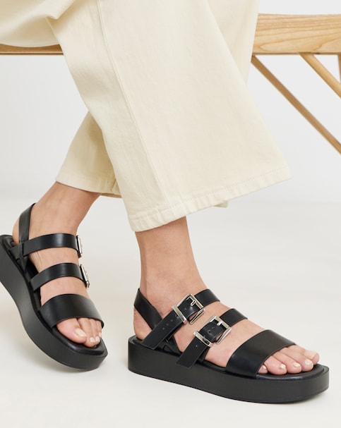 Hawk Multi Strap Buckle Sandals - Wide Fit (E)