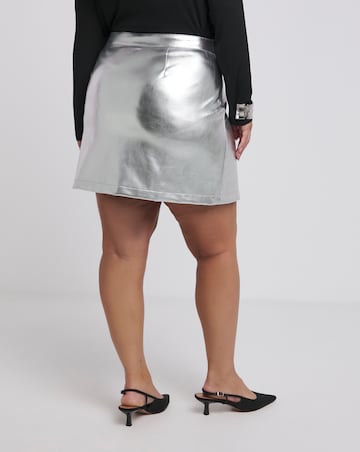 Silver PU A-Line Mini Skirt