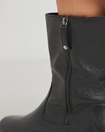 Breener Leather Outside Zip Chunky Ankle Boots - Extra Wide Fit (EEE)